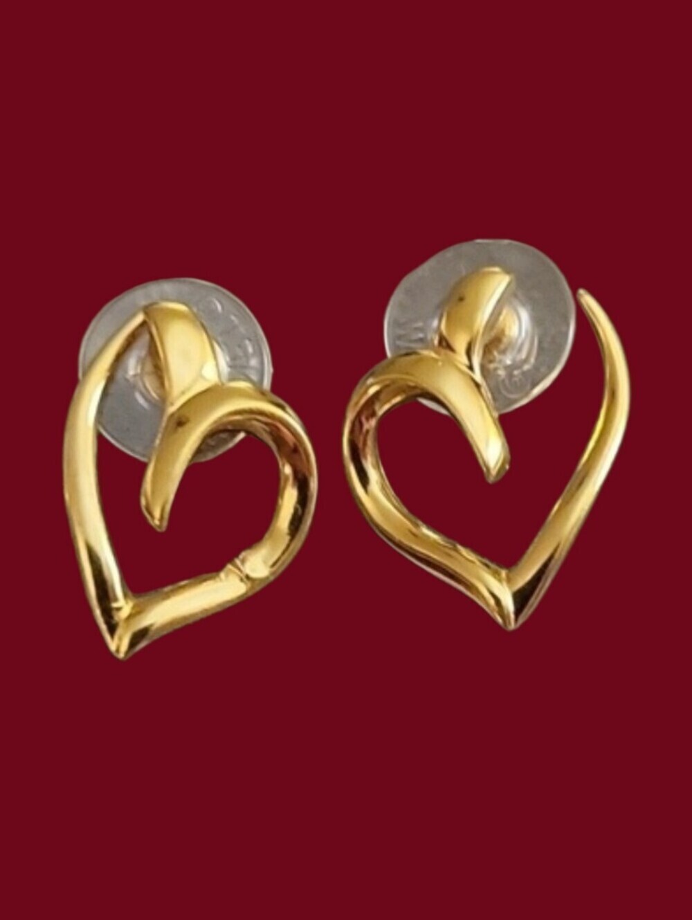 VTG Goldtone Heart Cutout Post Earrings